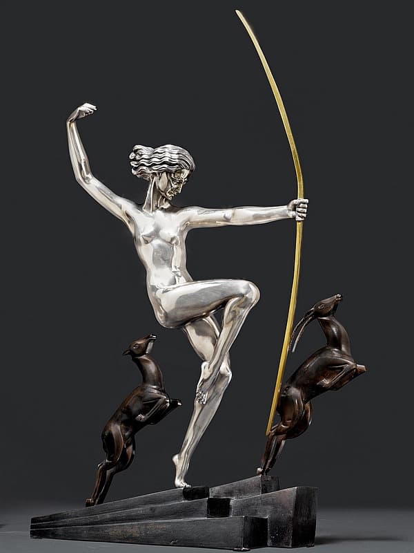 ☑️ bouraine art deco bronze figurine diana