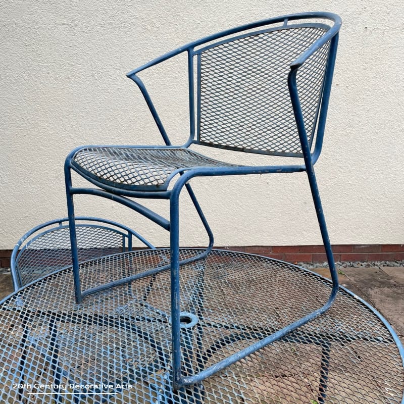  Metal And Mesh Garden Set comprising of a round table and four chairs,  