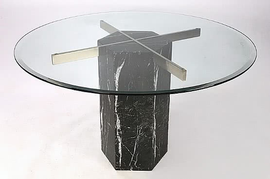 ☑️ 20th Century Decorative Arts |Black Marble dining table mid-century modern Artedi, c1980’s 