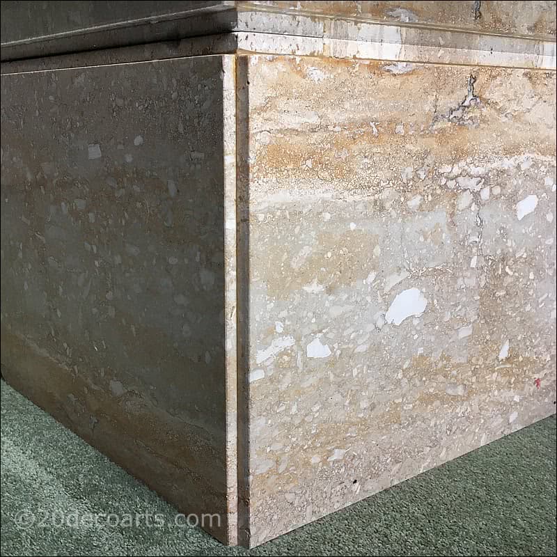 mid century travertine and glass coffee table  1970s 