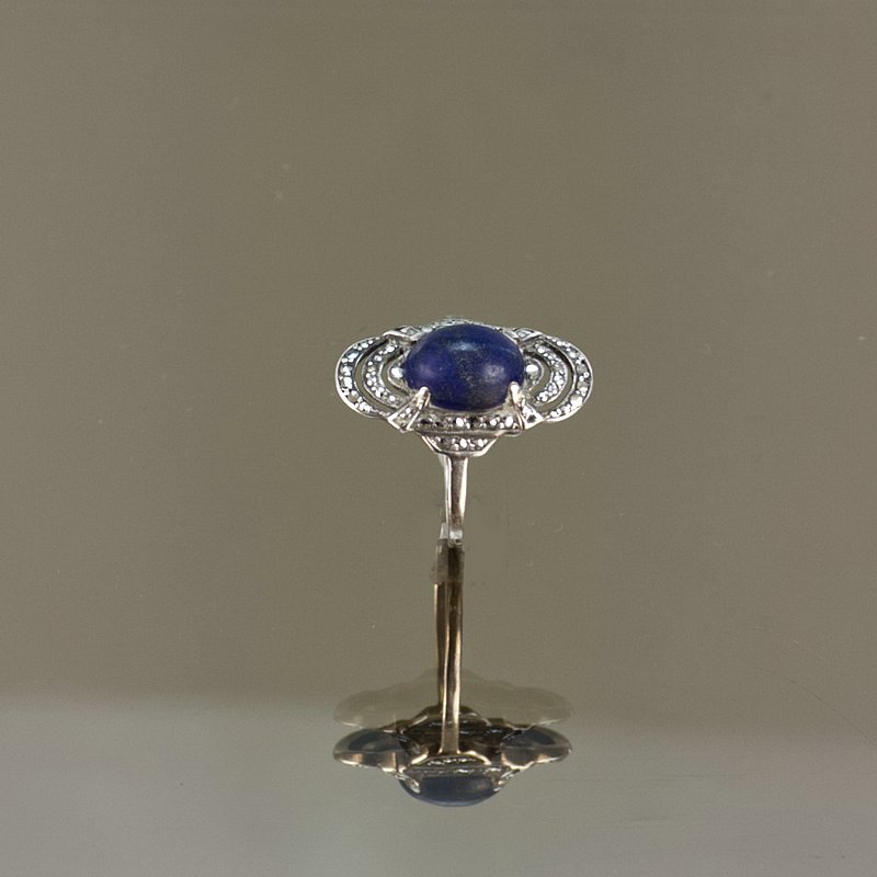  An Art Deco silver, lapis lazuli and marcasite ring, Germany circa 1925. 