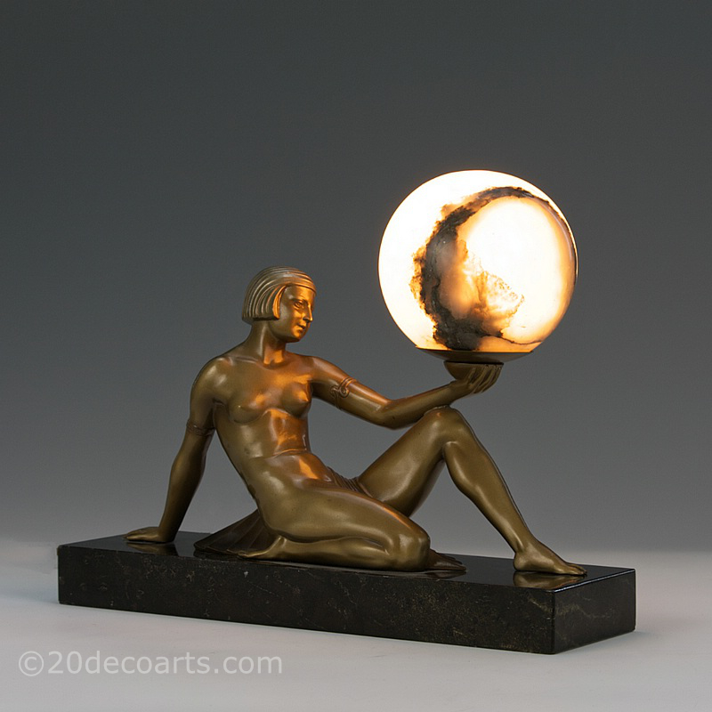  20th Century Decorative Arts |art deco spelter lady lamps for sale