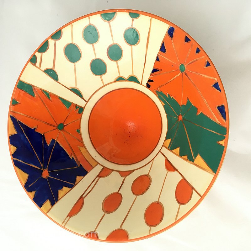 Clarice Cliff Design Conical Bowl in the Umbrellas and Rain pattern, made in a limited edition by Midwinter c 1985