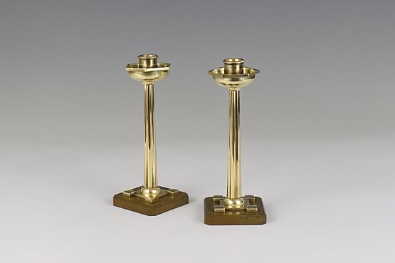 ☑️ jugendstil brass candlesticks pair art nouveau