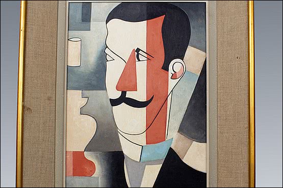 ☑️ 20th Century Decorative Arts |A cubist portrait, France first quarter 20th C. oil on board, in it's original frame
