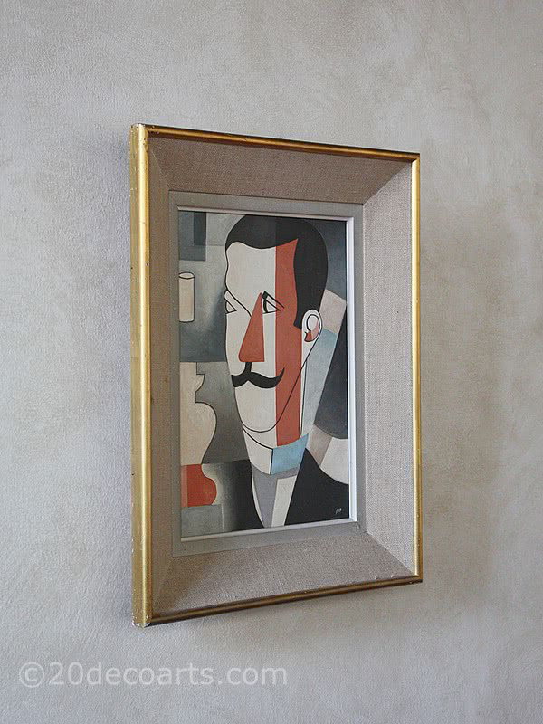  20th Century Decorative Arts |A cubist portrait, France first quarter 20th C. signed MP oil on board, in it's original frame