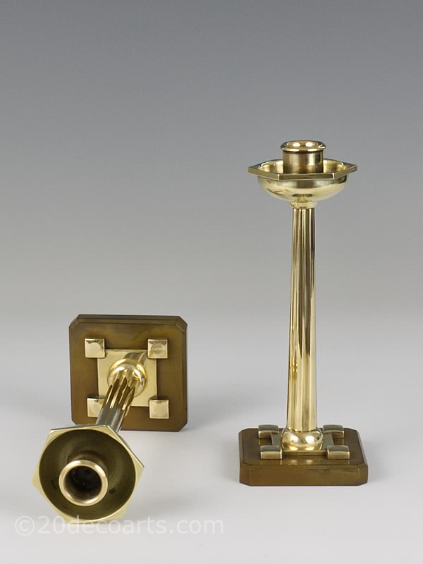 jugendstil brass and bakelite candlesticks germany 1910