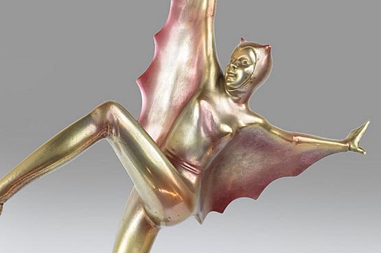 ☑️ Josef lorenzl art deco bronze bat girl figurine