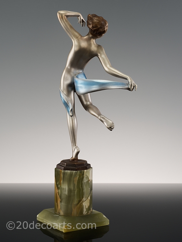   Josef Lorenzl - Art Deco Austrian bronze figure, circa 1930  scarf dancer 3 