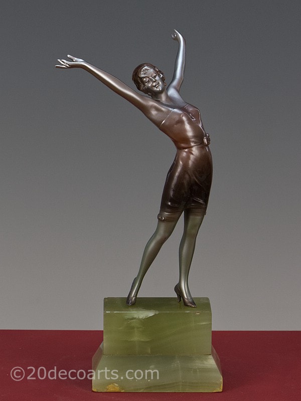   Josef Lorenzl - A stylish Art Deco Austrian bronze figure, circa 1930  Cabaret 1 