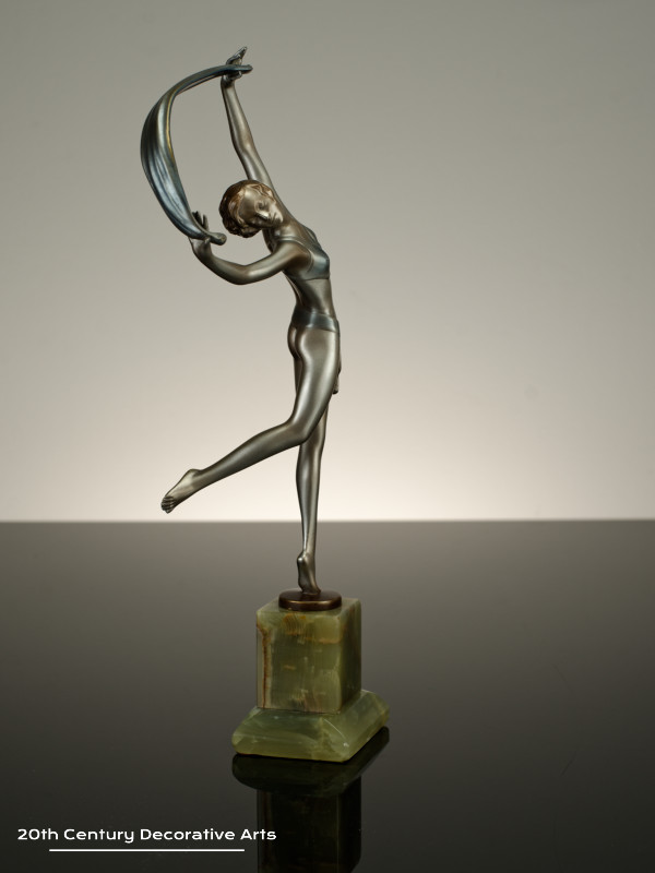   Josef Lorenzl -  Art Deco Austrian bronze figure, circa 1930  scarf dancer 1 