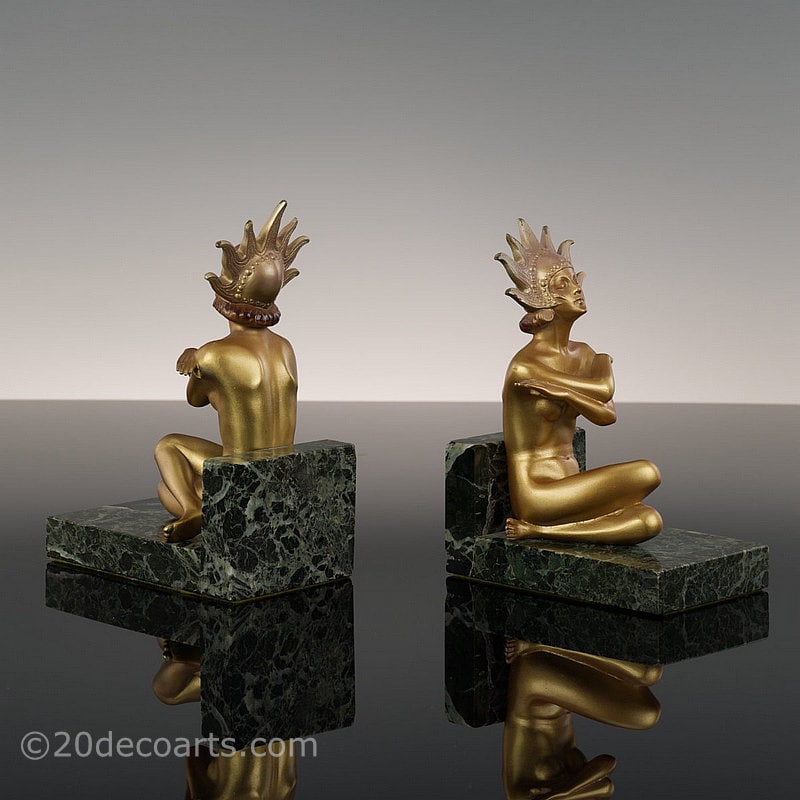 Josef Lorenzl art deco bronze bookends figure for sale