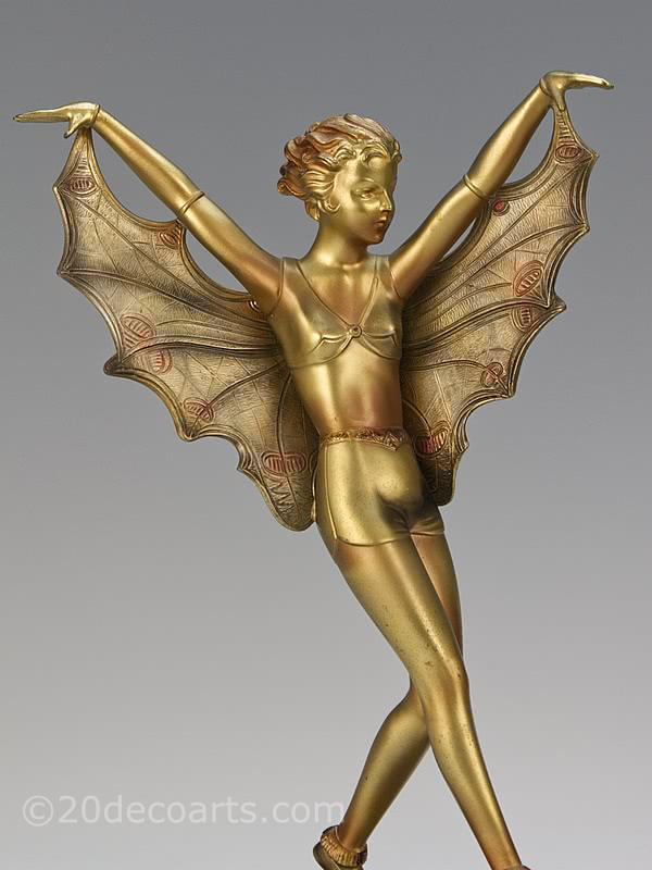  2Lorenzl Art Deco spelter butterfly dancer by Lorenzl, c1930