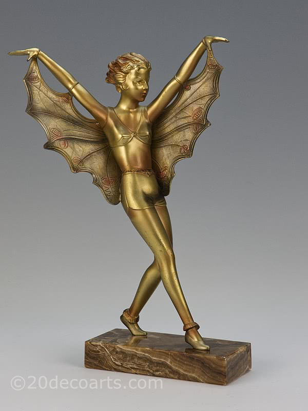  Lorenzl Art Deco spelter figurine butterfly dancer by Lorenzl, c1930