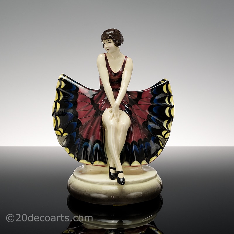  Lorenzl Goldscheider, Art Deco figurine Butterfly Girl,