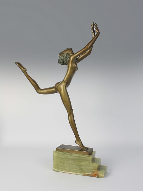 ☑️ Se vende estatua de bailarina de bronce art deco de Josef Lorenzl